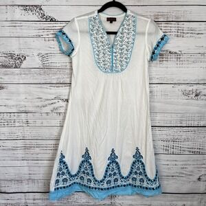 Aarong Bangladesh Women's Panjabi Kurta Size 34 / XS White Embroidered Mirrors